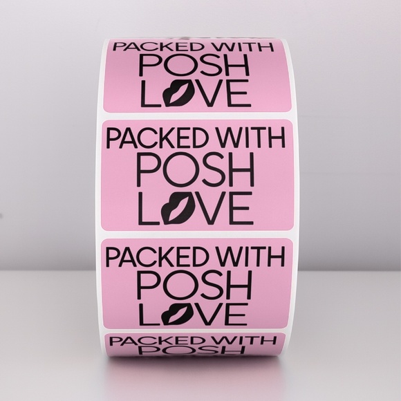 Packed With Posh Love Stickers | Purple Lips Labels for Poshmark Packaging - Picture 8 of 11